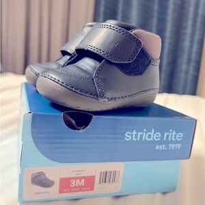 Stride Rite Navy Matteo Leather Baby Bootie - Size 3 Walkers